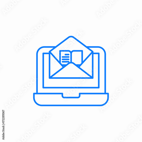 mail notification laptop blue icon sign vector