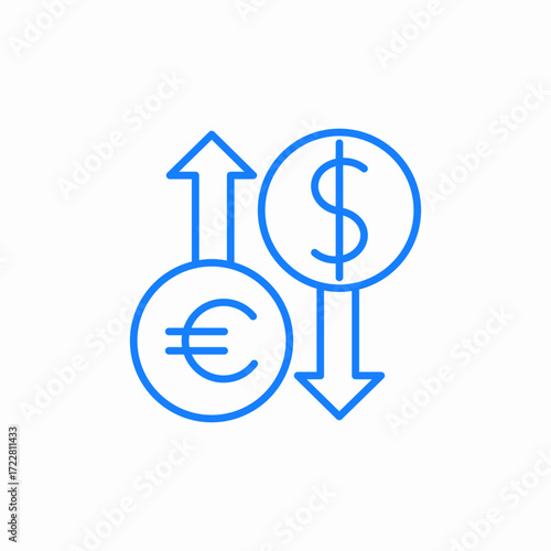 money exchange currency blue icon sign vector