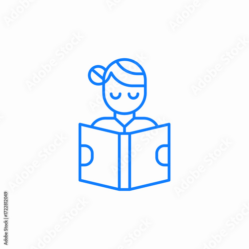 reader book girl blue icon sign vector