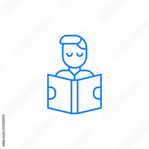 reader book journal boy blue icon sign vector