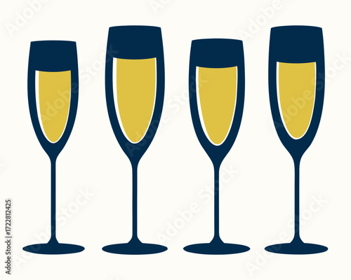 Champagne glasses illustration: toasting celebration graphic | editable svg
