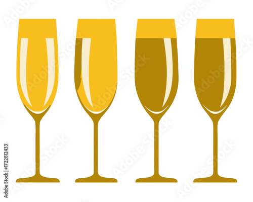 Champagne glasses vector art: golden celebration drink graphics | editable svg
