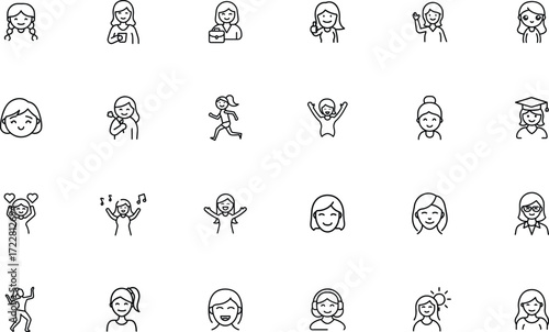 Happy woman smiling icon