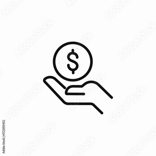 hand holding coin icon sign vector