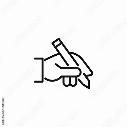 hand holding pen icon sign vector