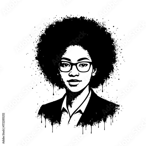 Confident Afro Woman in Suit Vector Illustration