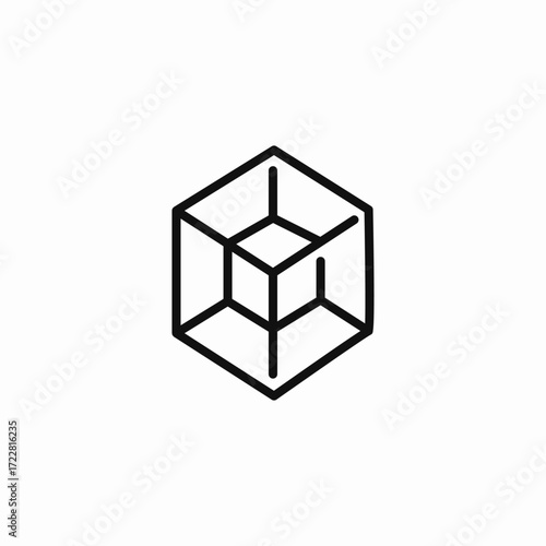 three dimensional cube icon sign vector