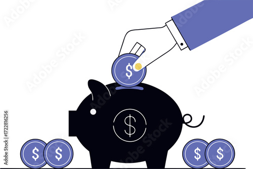 Black Piggy Bank Cartoon, Funny Money Saving Clipart, Finance Piggy Bank Illustration, Cute Moneybox Cartoon, Cartoon Investment Symbol, Banking Piggy Clipart, Business Finance Cartoon, Wealth Saving 