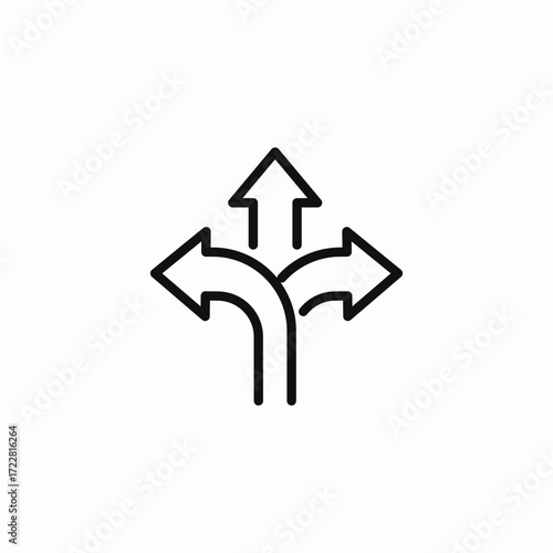 three way split arrows icon sign vector