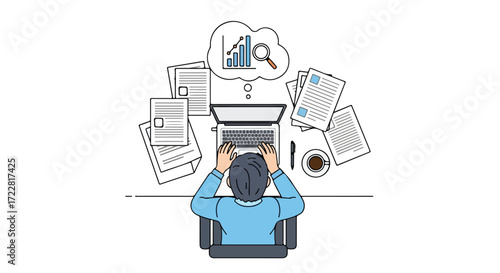 Analyzing financial data and strategic planning reflected through a focused individual at the office table meticulously reviewing documents on the