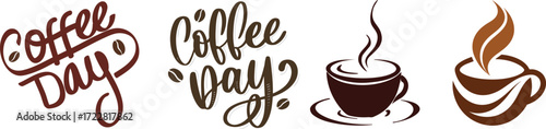 Coffee cup icon set. Cups of coffee tea collection. Hot drink icon. Disposable cup. Cup coffe with steam. Flat style. Vector Illustration. national coffee day.Coffee bean set.Coffee machine icon.Drink