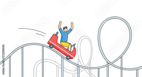 Excitement on a Roller Coaster: An Illustration of Thrills and Adventure at an Amusement Park or Theme Park Ride Experience