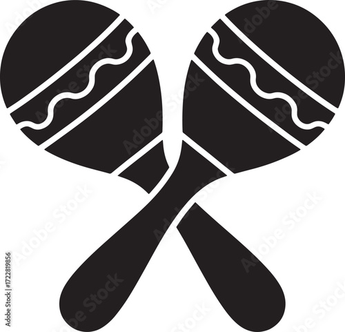 Maracas Black Silhouette Vector Design for Latin Percussion Instrument and Rhythmic Concepts