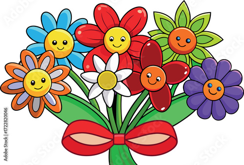 Flower Bouquet Cartoon, Cute Floral Clipart, Colorful Flowers Illustration, Spring Bouquet Vector, Wedding Flowers Cartoon, Garden Bouquet Drawing, Cartoon Nature Flowers, Pretty Flowers Graphic, Roma