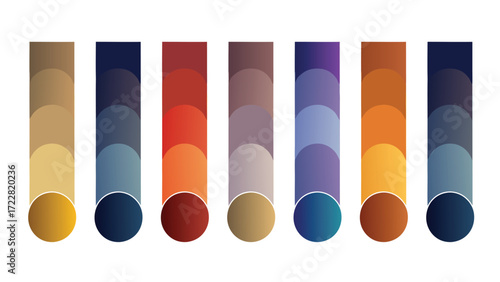 Chromatic Gradient Palette with Seven Harmonious Color Series Visualized in Segments