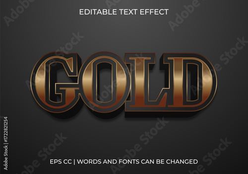 Desain Tipografi 3D Tebal yang Dapat Diedit, Teks Emas