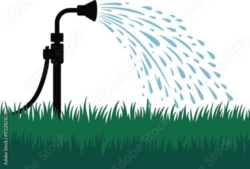 Water Hose Sprinkler Vector for Gardening