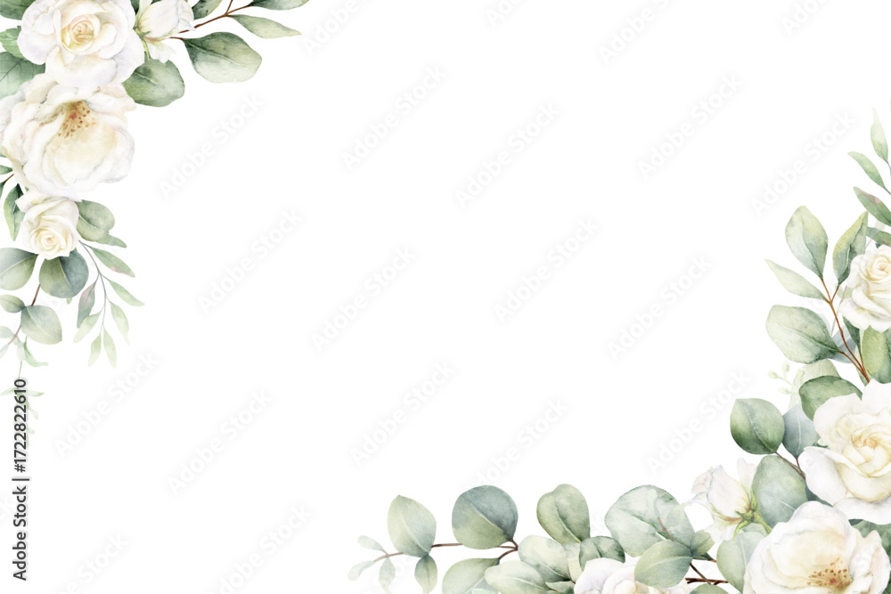 Naklejka premium Beautiful watercolor green leaves background