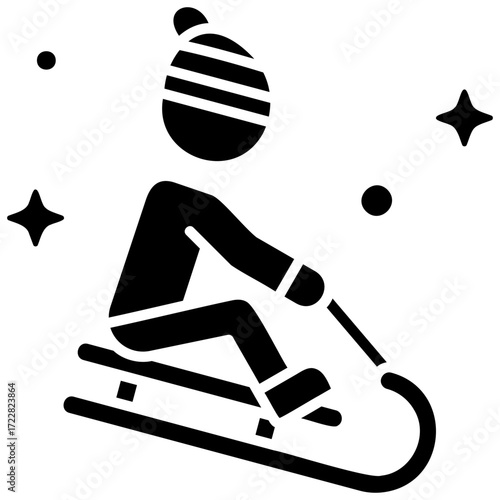 Solid Black Sledding Icon