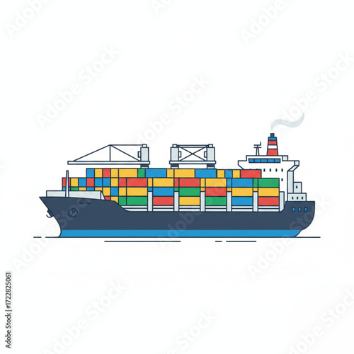 Cargo Ship Isolated on White Background9.eps