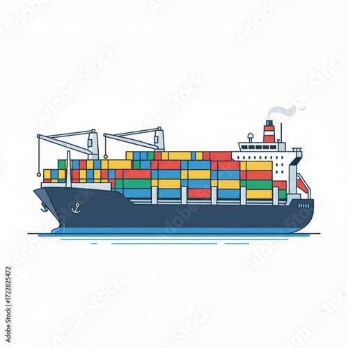 Cargo Ship Isolated on White Background.eps