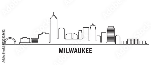 Milwaukee Line Art skyline. Black Milwaukee city. with white background