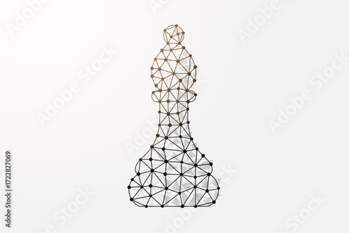Low poly bishop chess piece visualizing business strategy and vision