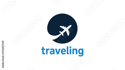 Modern airplane logo with abstract swirl and traveling text for aviation businesses
