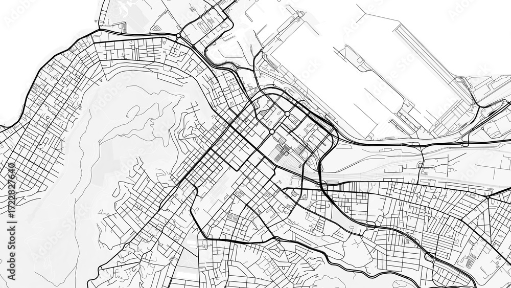 Naklejka premium Cape Town City Map. Minimalist black and white line art poster for printing, wallpaper, wall art for home and office decor