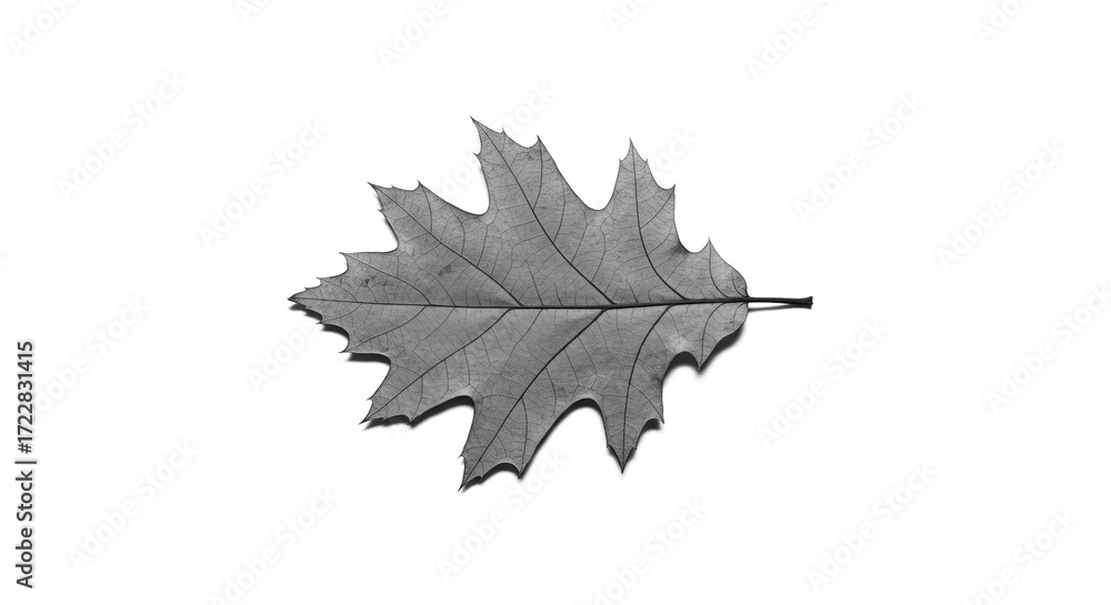 Naklejka premium Detailed oak leaf skeleton showcases intricate natural vein patterns against white background