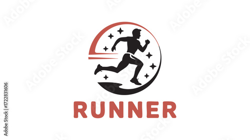 Dynamic runner silhouette logo symbolizing speed achievement and athletic competition