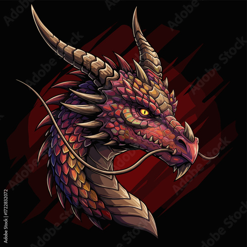dragon head on red