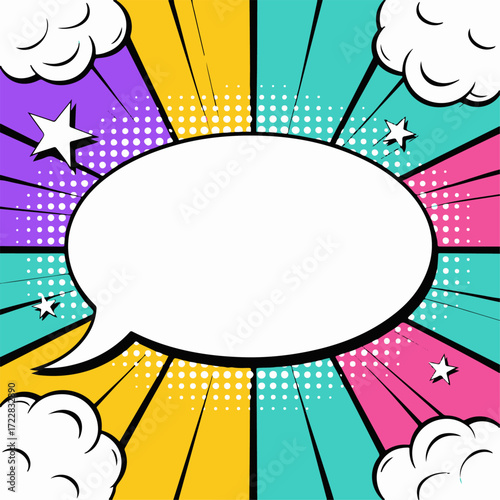 Pop Art Speech Bubble Background Colorful Comic Book Design with Empty Space for Text