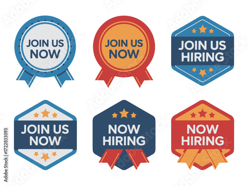 Essential vector set of job recruitment badges and labels, ideal for promoting open positions and attracting new talent to your organization