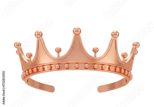 Isolated gold crown for royalty or noble design projects and use in branding creation