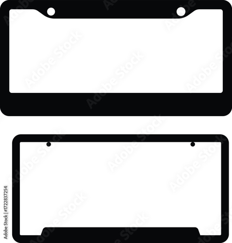 Vehicle registration plate frame silhouette vector