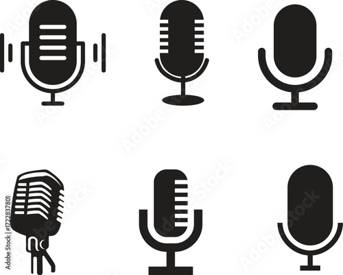 Audio recording microphone icon vector