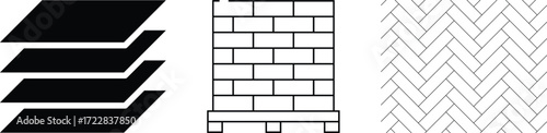  Building Materials Icon Pack Featuring Brick, Wood, Tile, Stone, and Fabric