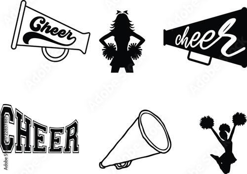  Cheerleading Cheer Horn Megaphone Vector Icon for Team Spirit and School Events