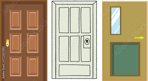  Cartoon Door Animation Vector Pack Isolated on Transparent Background Illustration
