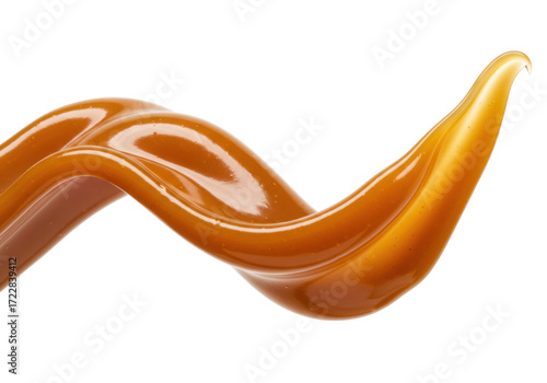 Tableau sur toile Isolated Caramel Syrup Swirl, Liquid Candy Sweetness and Dessert Topping Ingredi