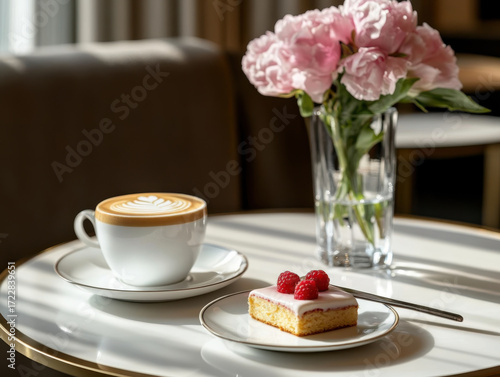 Coffee, flower in back light