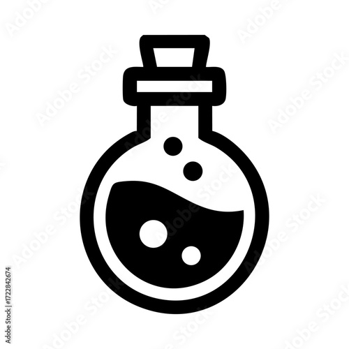 Black and white icon of a potion bottle