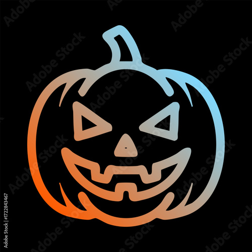 Jackolantern with a gradient outline on black