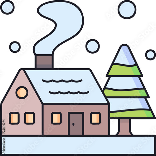 Winter Cabin Sticker