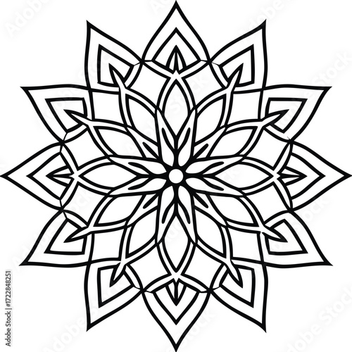 Mandala Flower Pattern Outline Vector Design for Coloring and Decoration