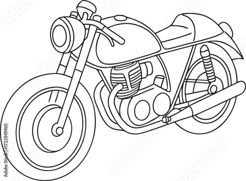 Outline illustration of a classic motorcycle motorbike