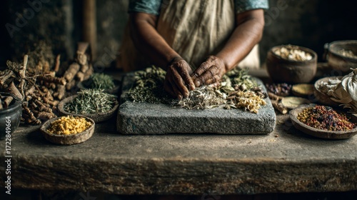 Person preparing herbal remedies