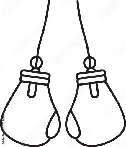 Pair of hanging boxing gloves sport combat