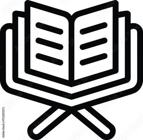 Open book on a stand icon black outline image